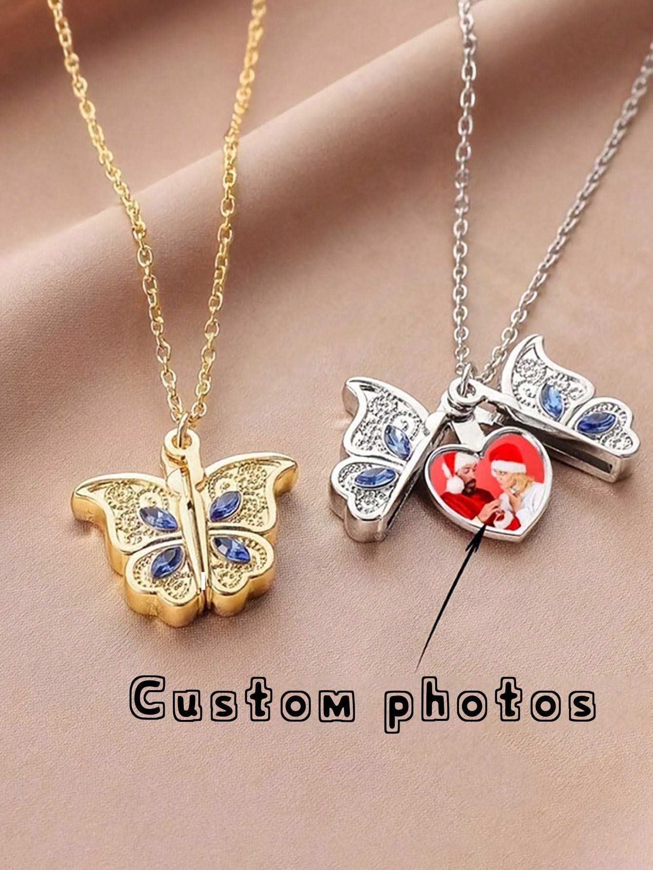 Custom Memorial Photo Butterfly Pendant